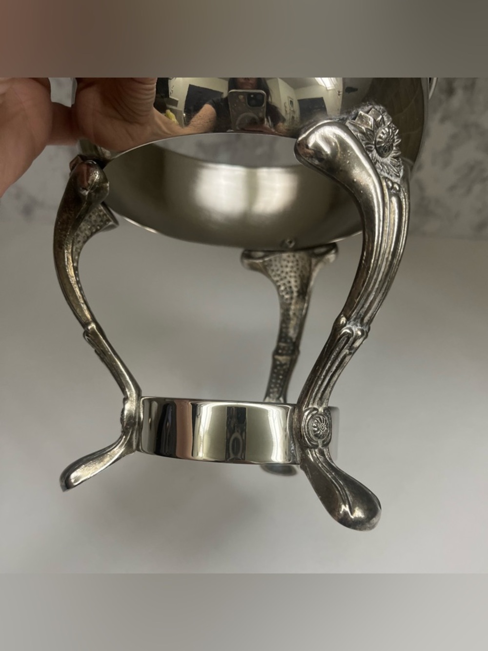 Vintage Silver Footed Planter Rim Stand - 7" Ornate Flower Pedestal - Picture 5 of 8